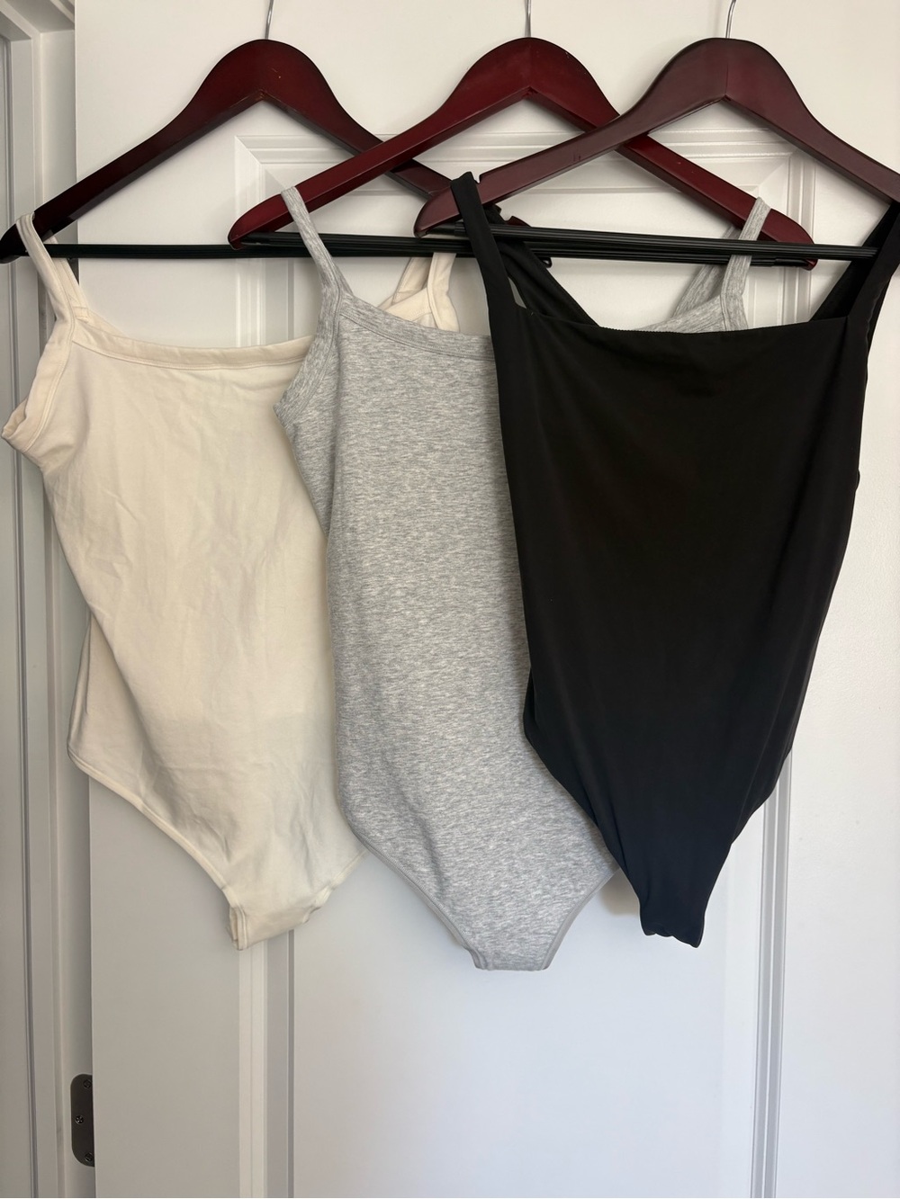 SKIMS Scoop Neck Tank Bodysuit Trio - Black, Heather Gray, Cream